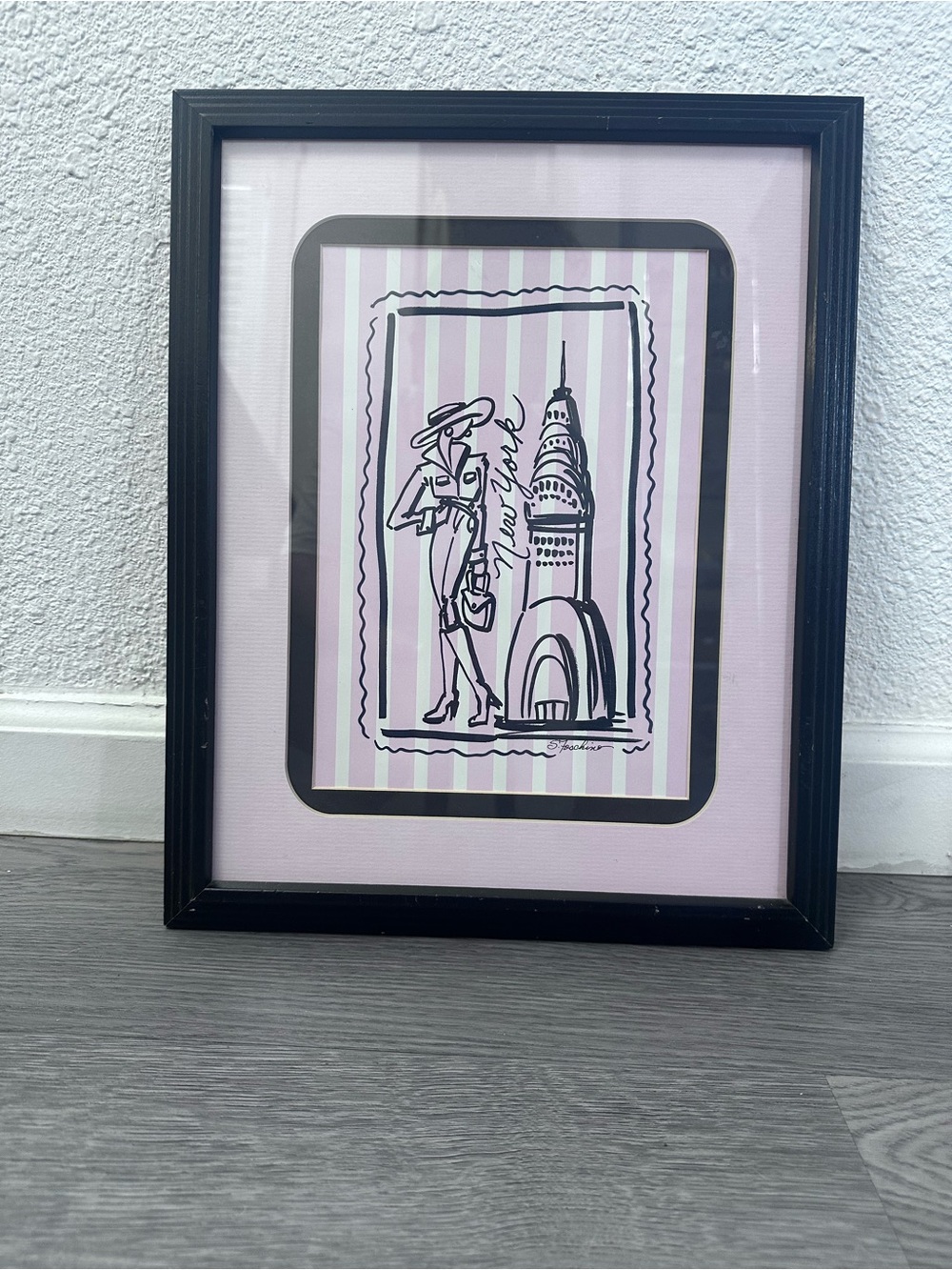 Framed Pink Striped Fashion Art Print - Stylish Home Accent